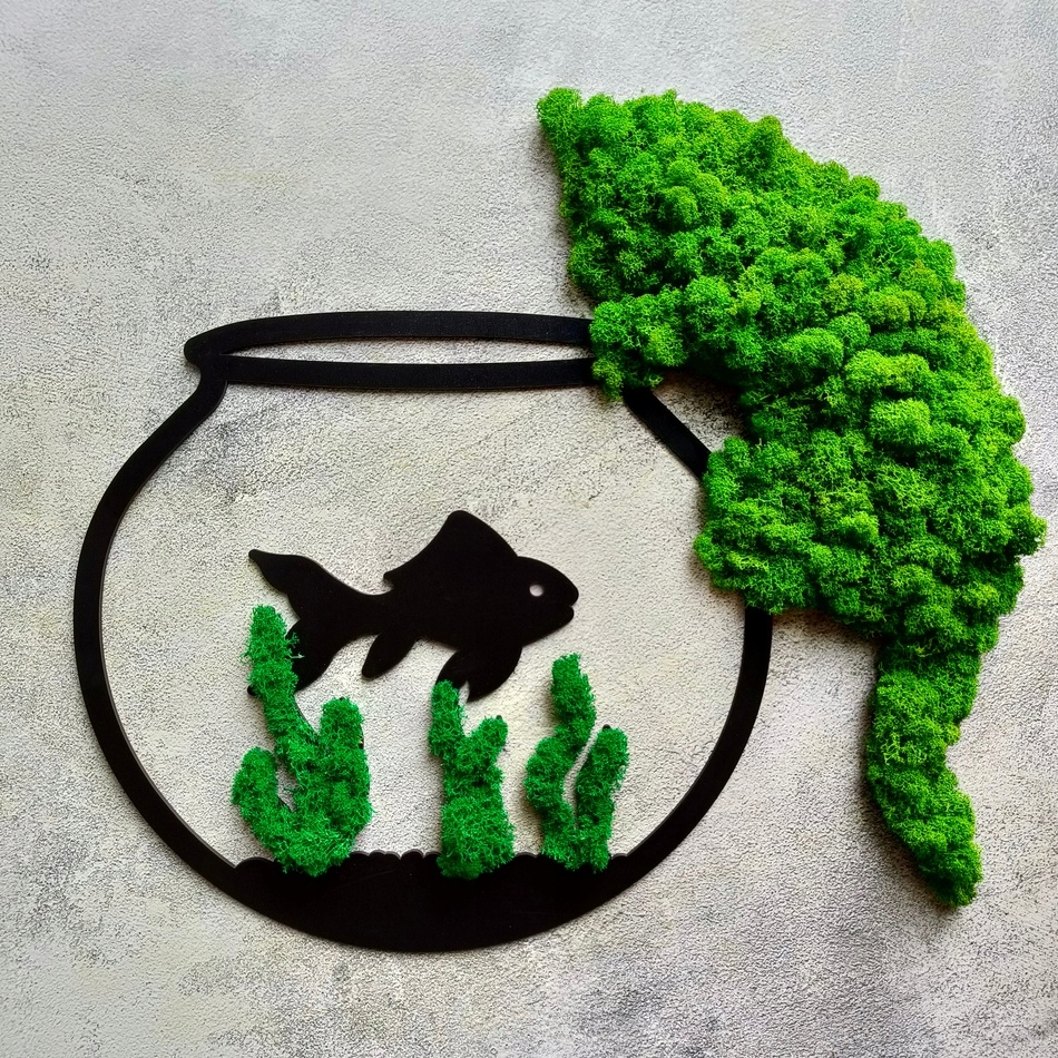 Obraz – akwarium i kotek z mchu Marka bez marki