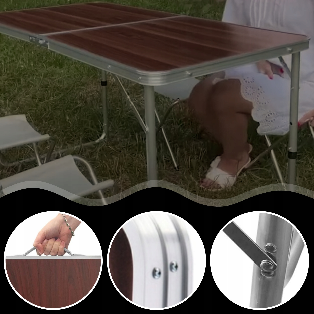 STÓŁ TURYSTYCZNY SKŁADANY STOLIK OGRODOWY TARASOWY 120X60 BIWAK GRILL OGRÓD Maksymalne obciążenie 20 kg