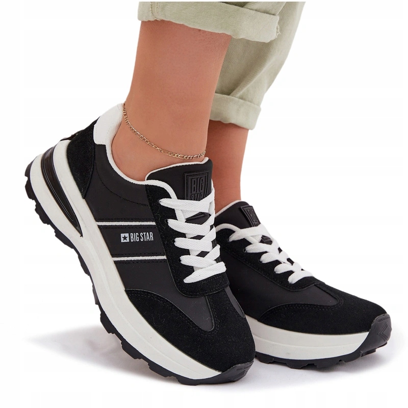 Buty Sportowe Sneakersy Damskie Big Star Hi-poly System TT274877 Czarne 40