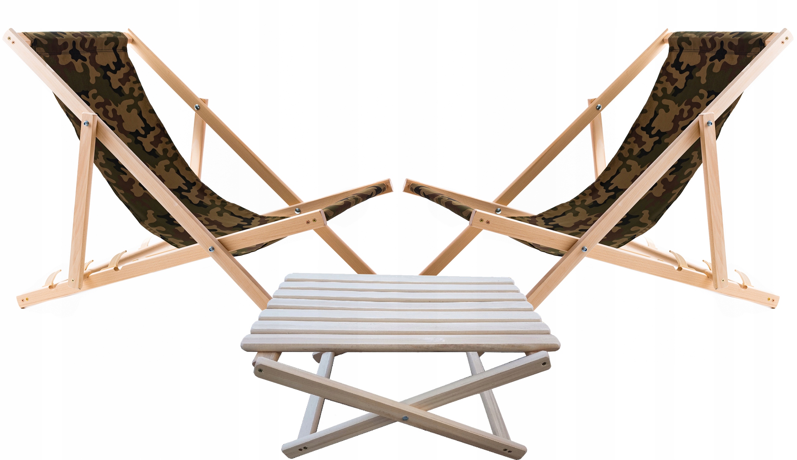 2X Ležadlo Drevené Woodok Moro Konferenčný Stolík