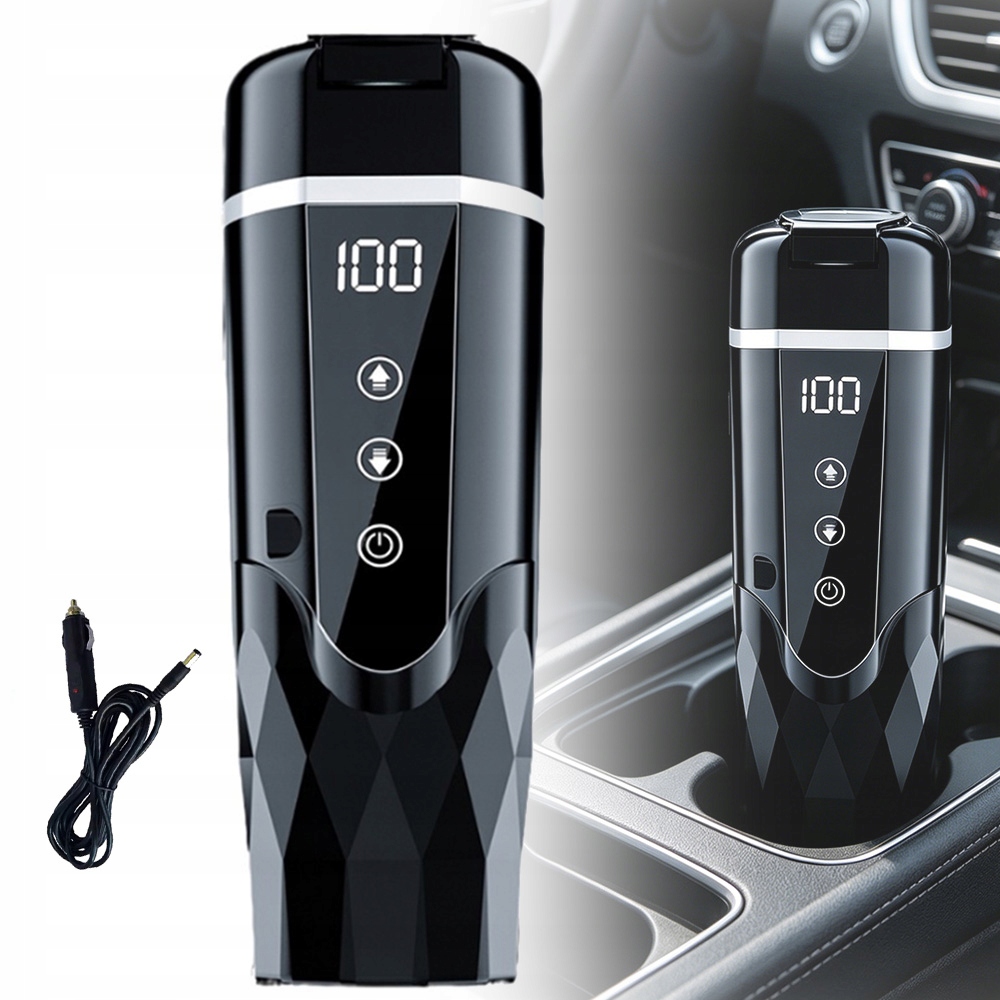 Automobilová Rychlovarná Konvice 12V24V Termický Led Displej Vyhřívaný 500 ML