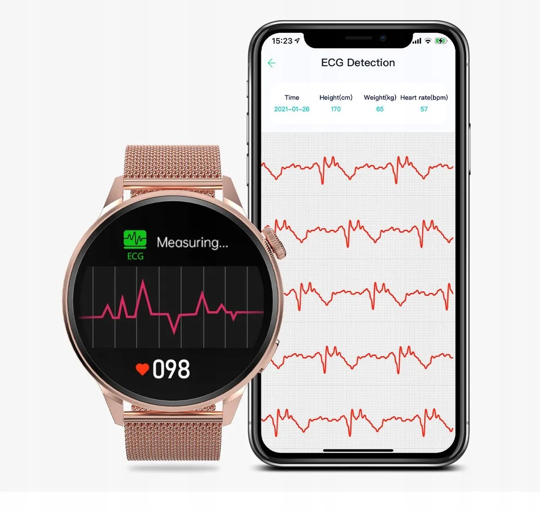 SMARTWATCH ZEGAREK ROZMOWY EKG 2 PASKI + GRATISY Wodoszczelność tak