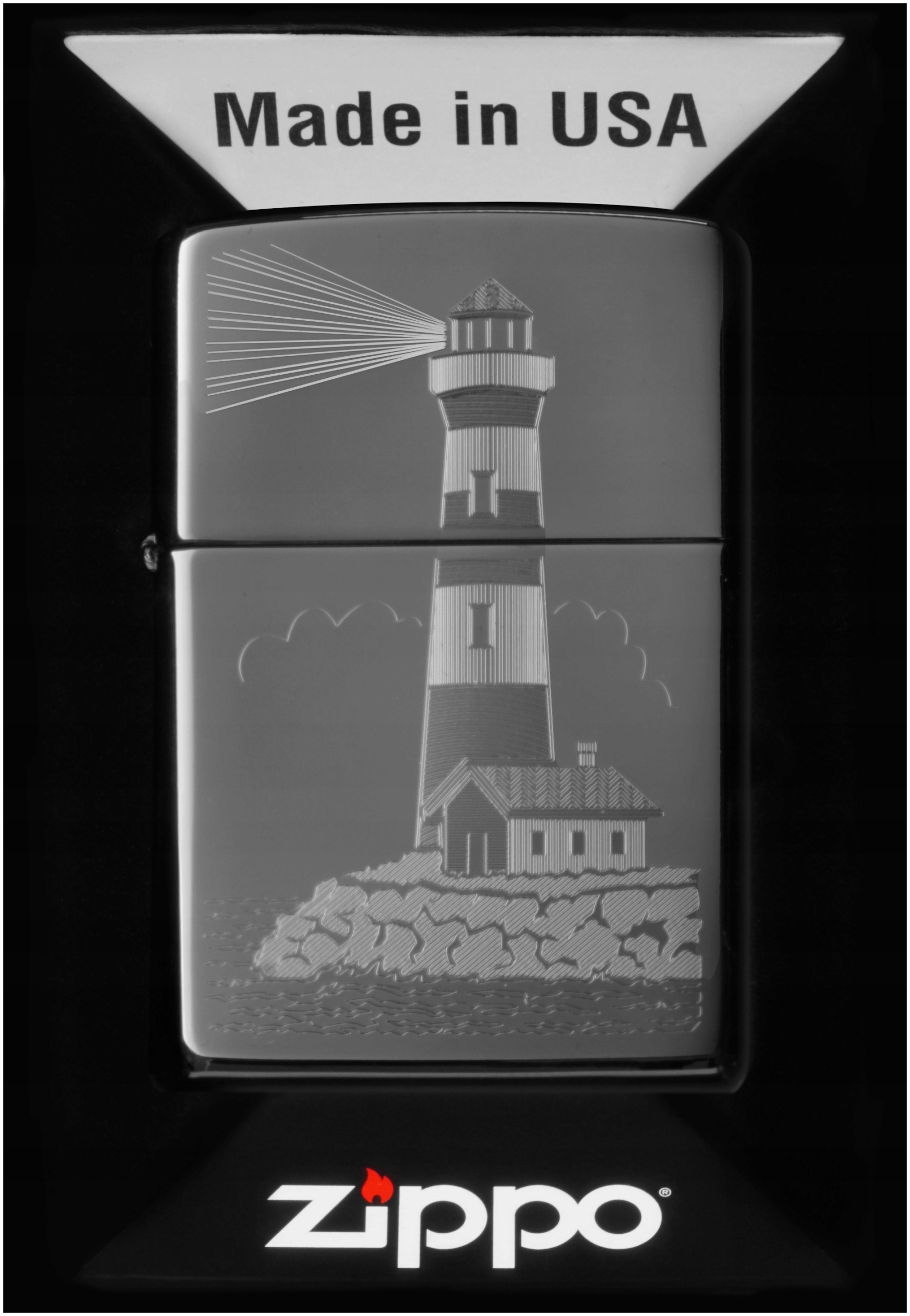Zapalovač Zippo Lighthouse Design 60007477 Větruodolný benzínový
