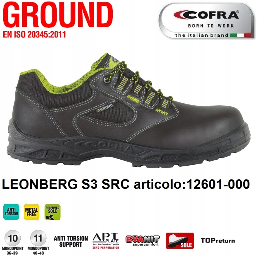 PÓŁBUTY ROBOCZE SKÓRZANE LEONBERG S3 SRC COFRA 41 Rodzaj buta półbuty