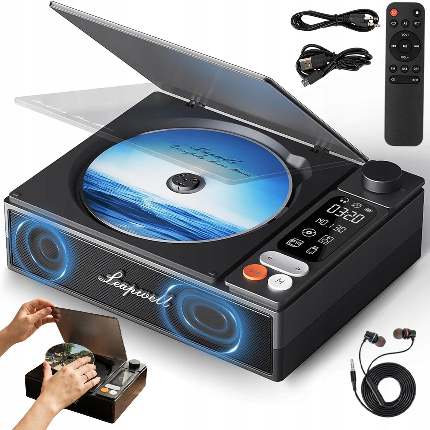 Bluetooth CD Přehrávač 7 Režimů Hi-fi Fm Rádio Usb Aux Optický