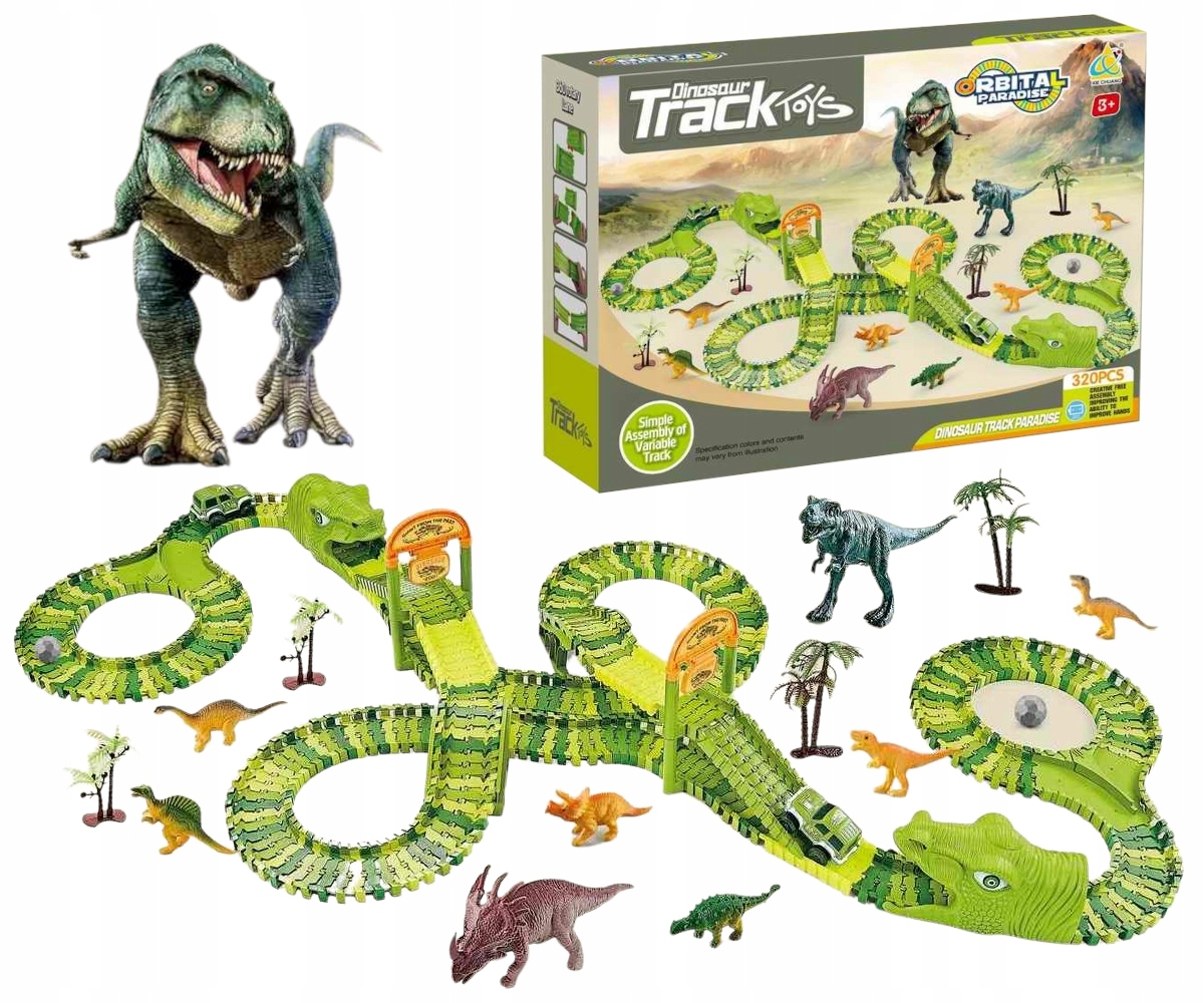 MEGA TOR WYŚCIGOWY XXXL DINOZAUR DINO PARK 320 el.