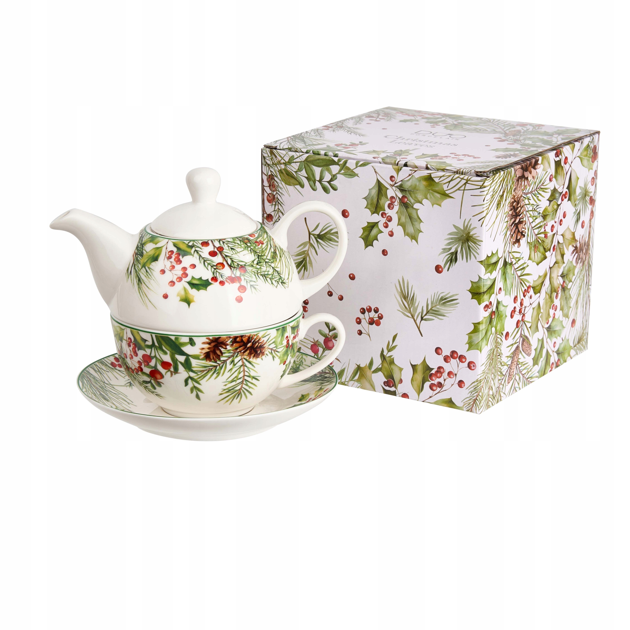 Šálek s konvičkou Tea for one Christmas Leaves – Vánoční kolekce