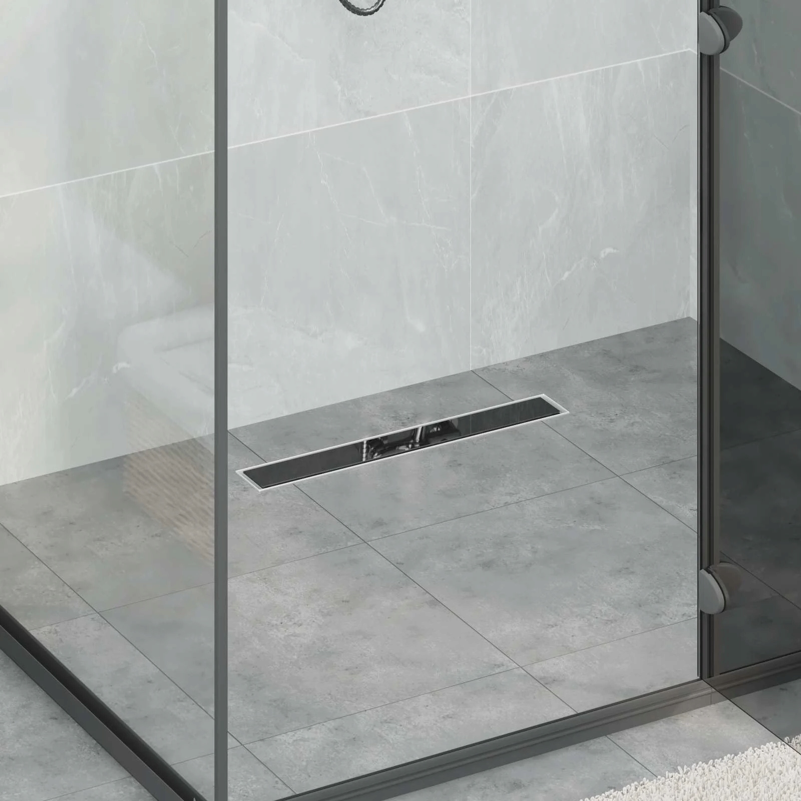 vidaXL Sprchový odtok s skleněným krytem Černá 60 cm Nerezová ocel 304