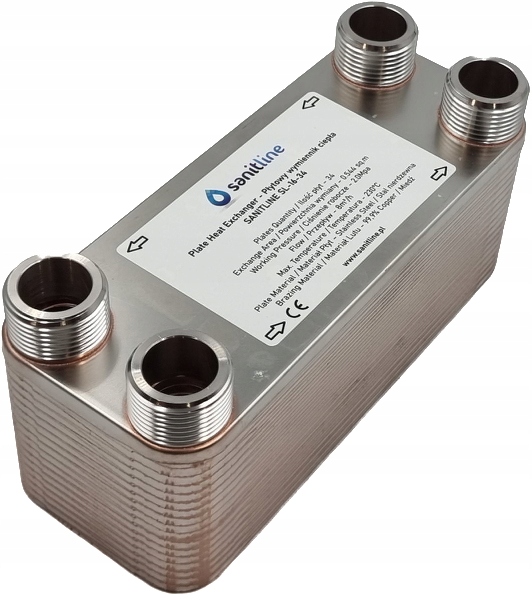 WYMIENNIK CIEPŁA SANITLINE 34 PŁYTOWY MOC 45kW PRZYŁĄCZA 4x 1