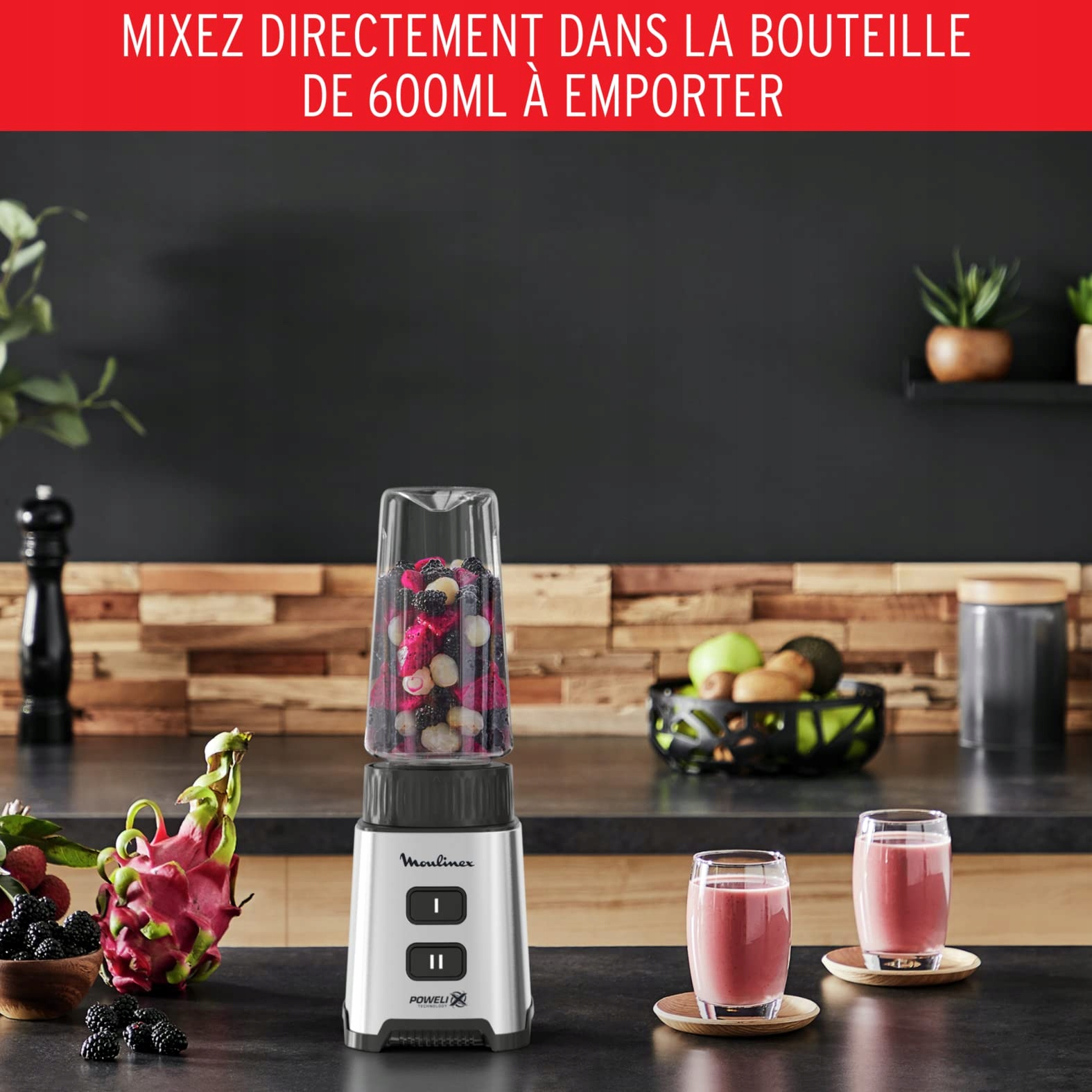 MOULINEX Pulseo Blender 400W 4 Ostrza 700ml Pojemnik 2 Prędkości — miniatura 4