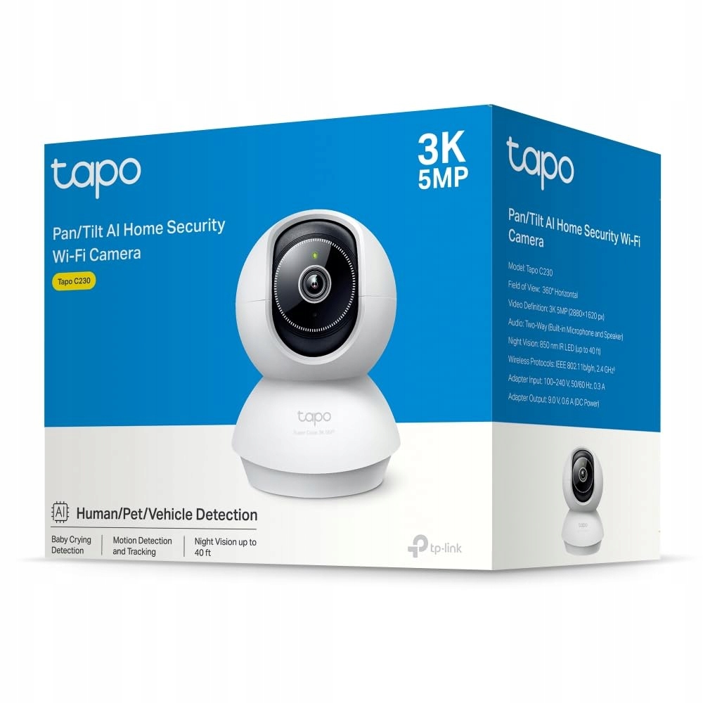 TAPO C230 3K 5MP 360° WiFi Kamera AI Nocny Tryb Audio Alexa — miniatura 9