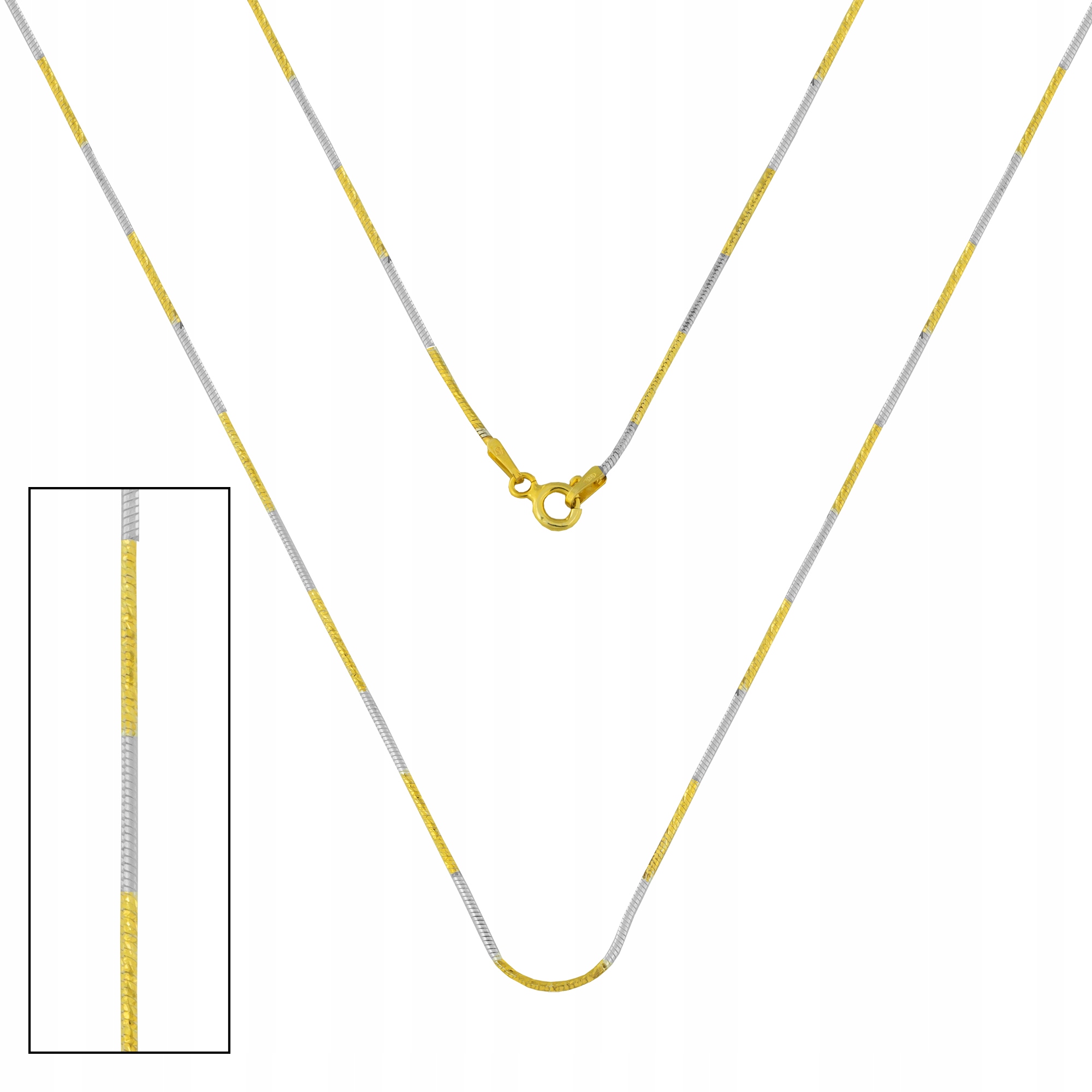 

Łańcuszek srebrno złoty 925 Żmijka 50 cm x 1.5 mm