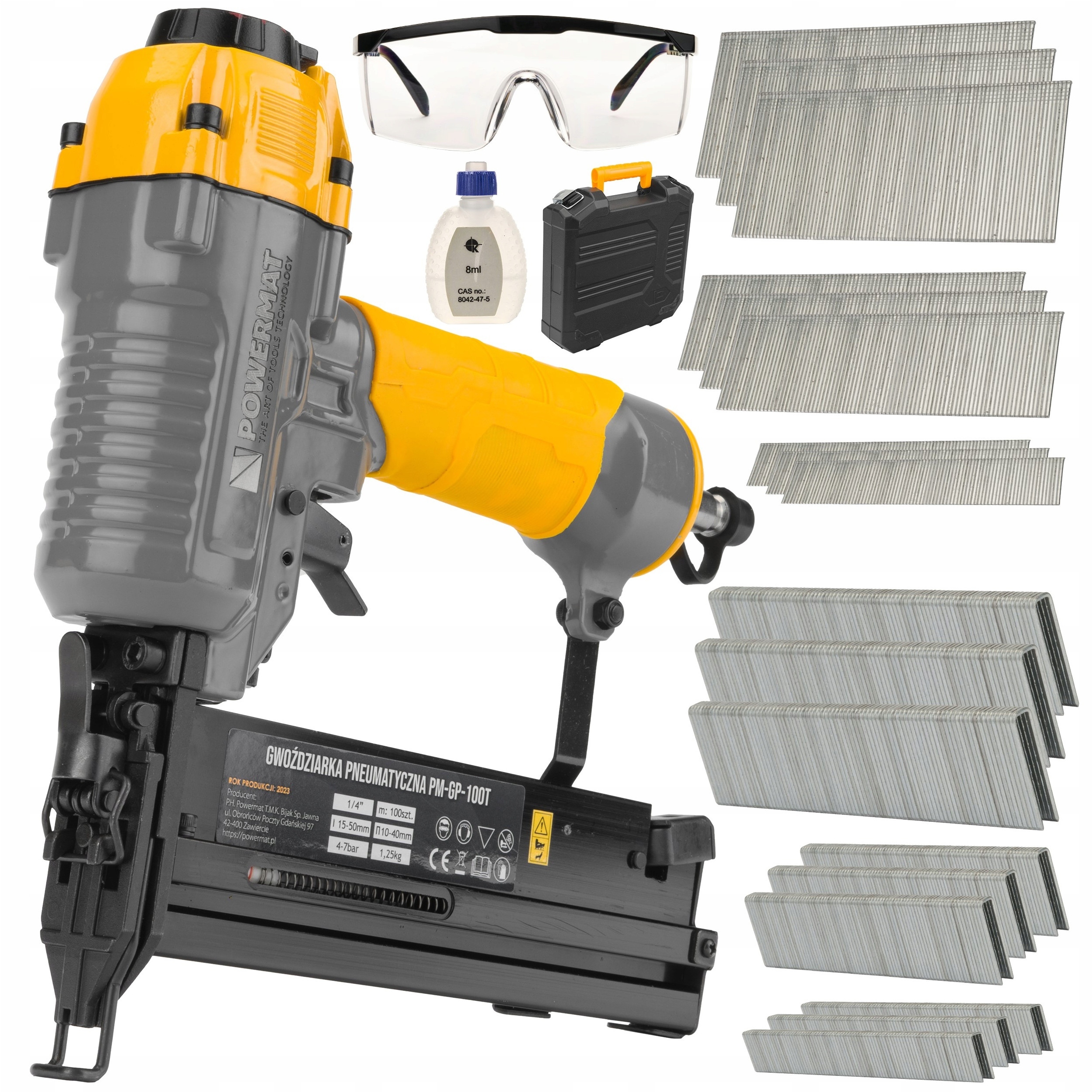 Hřebíkovačka Taker Pneumatická Sada 750 X Sponky 1000 X Hřebíky