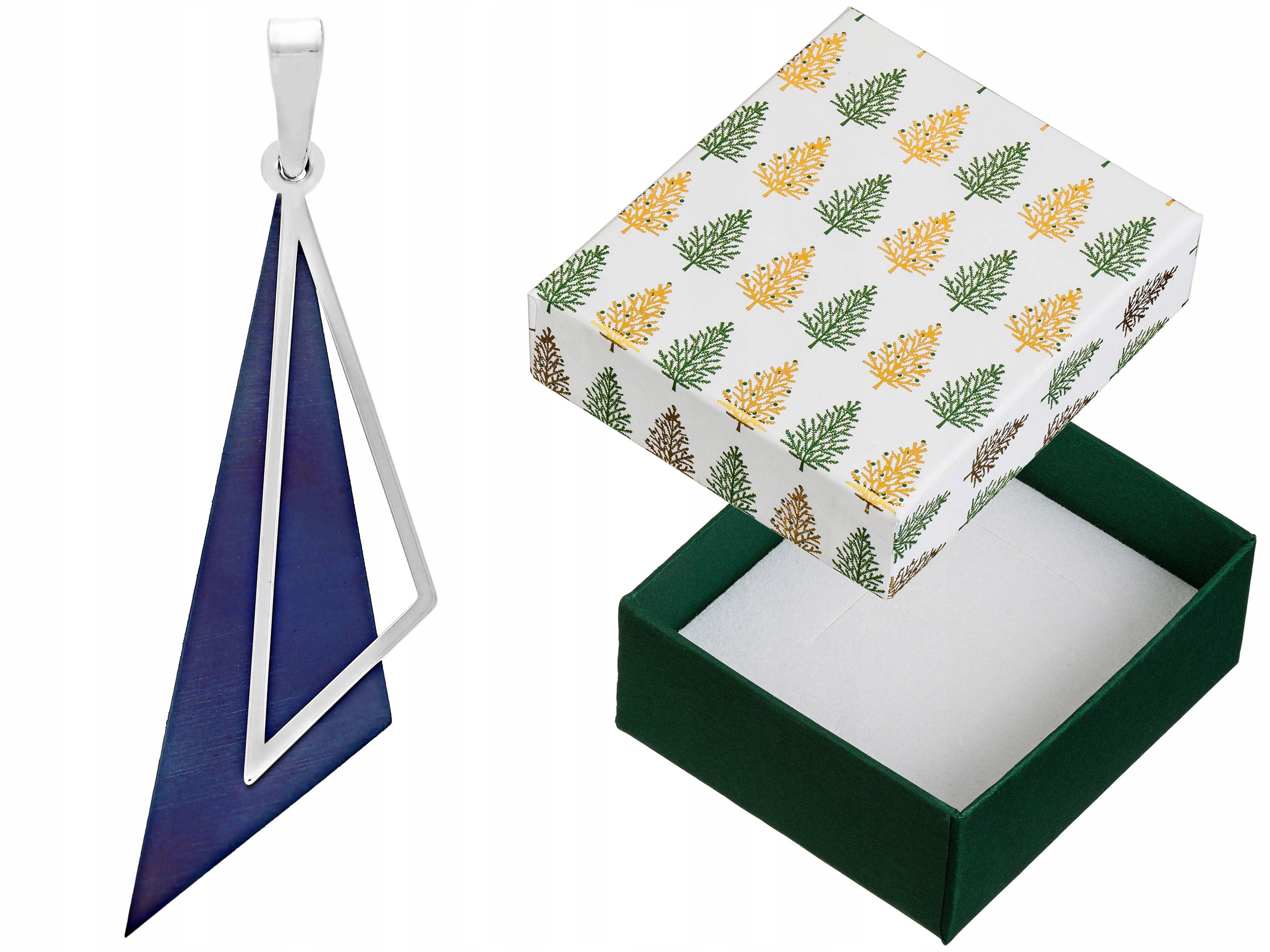 Stříbrný Přívěsek s modrým titanem Rhodiovaný geometrický přívěsek 925