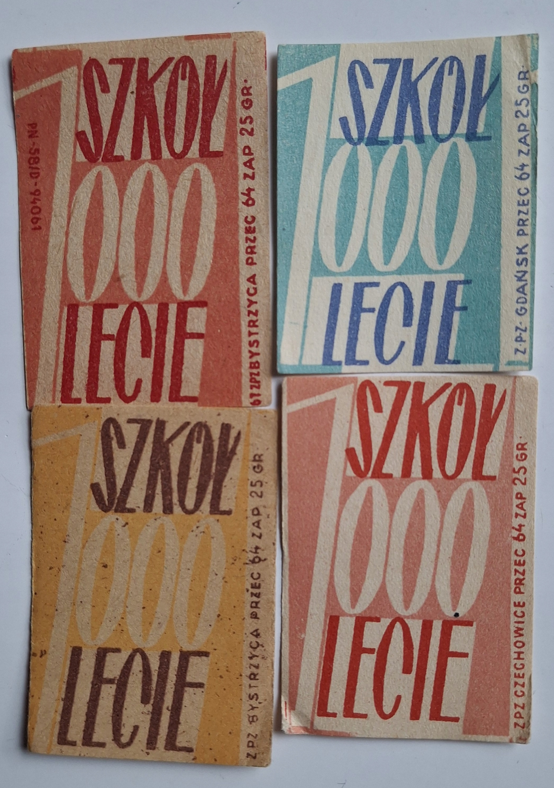 1000 SZKÓŁ NA 1000-LECIE - ZESTAW 4 ETYKIET ZAPAŁCZANYCH