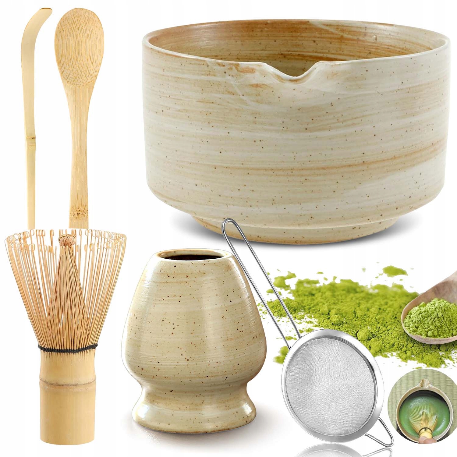 Levně Sada Na Přípravu Čaje Matcha, 6DÍLNÁ Sada S Metličkou A Šlehačkou Na Matcha 6V1