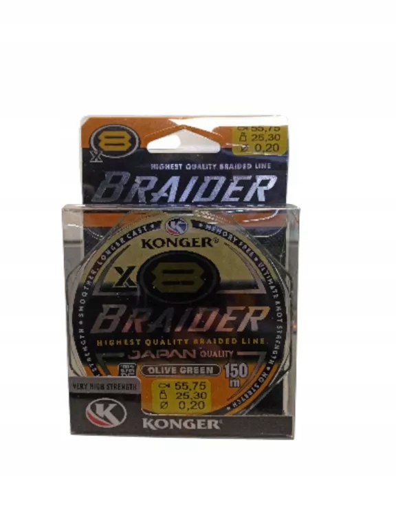 Plecionka Braider X8 Olive Green 0,20MM 150M 55,75KG