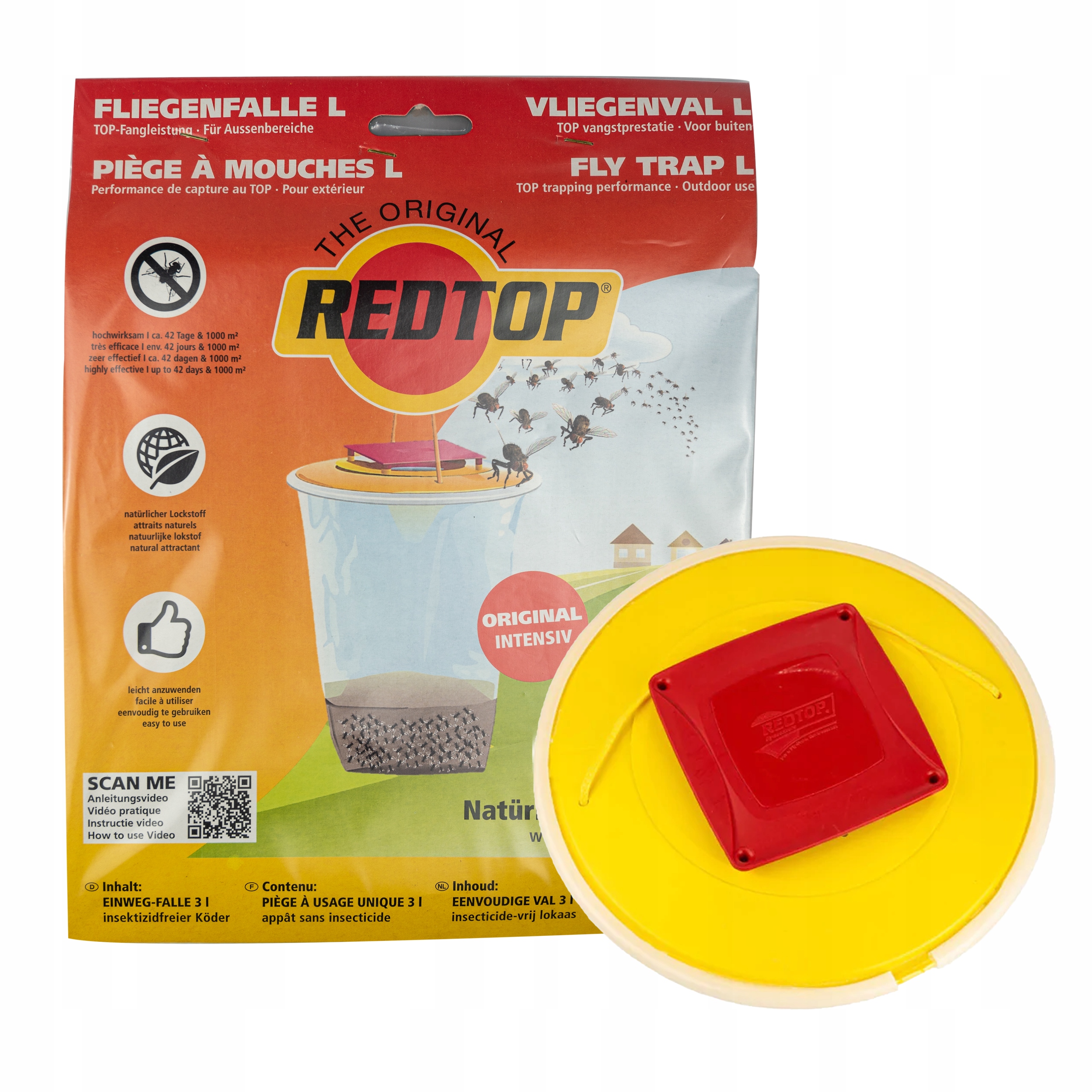 REDTOP pułapka wabiąca muchy 3L One Way Zastosowanie przeciwko muchom