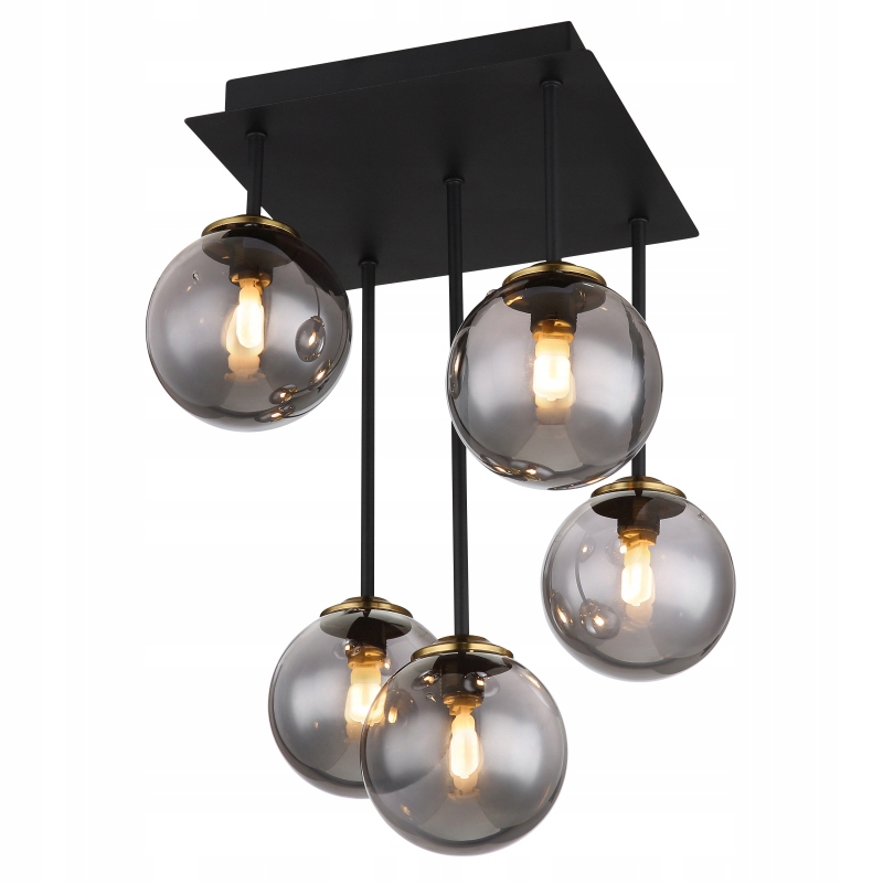 Stropná lampa s 5 tienidlami z dymového skla Globo 56136-5D, G9
