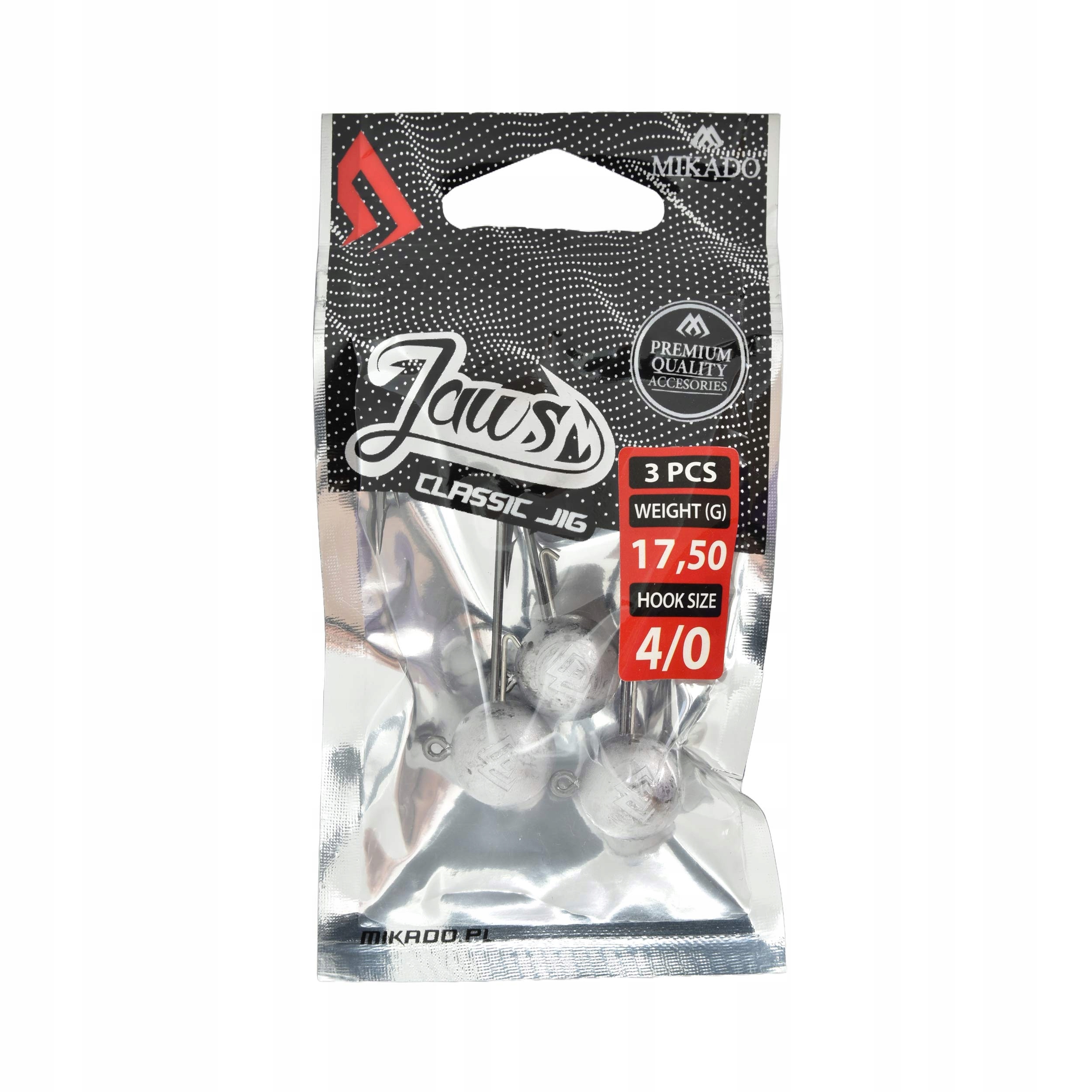 Główka jigowa klasyczna Mikado Jaws Classic rozm.4/0 17.5g 3szt.