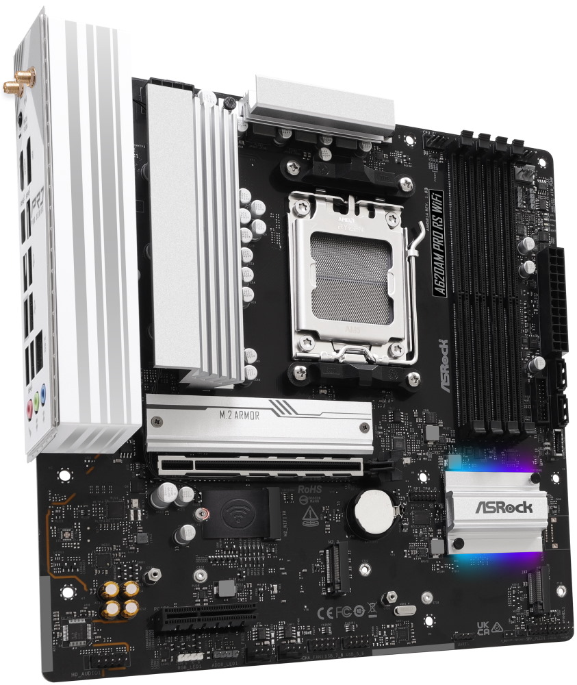 ASRock A620AM Pro Rs WiFi Amd A620A AM5 4x DDR5 DIMM 3x M.2 Hdmi