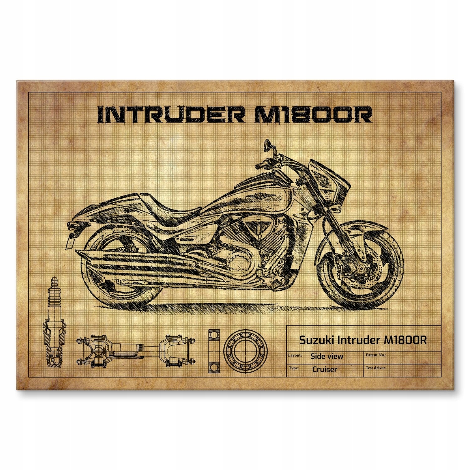 Kovový plakát Suzuki Intruder M1800R Šidítko Plech 42 x 59,4 cm Dárek!
