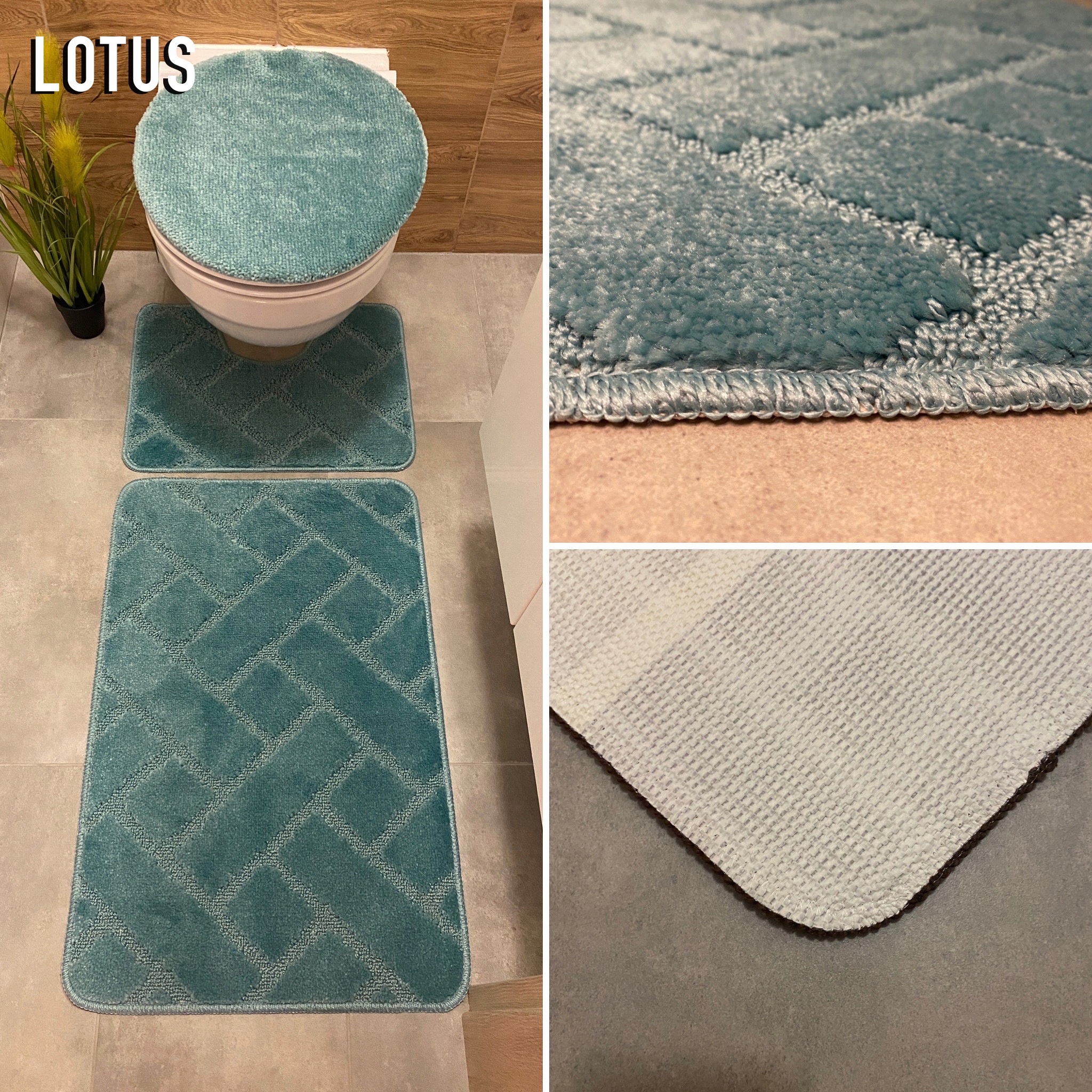 Dywaniki łazienkowe trzyczęściowe podgumowane mix Kształt prostokąt