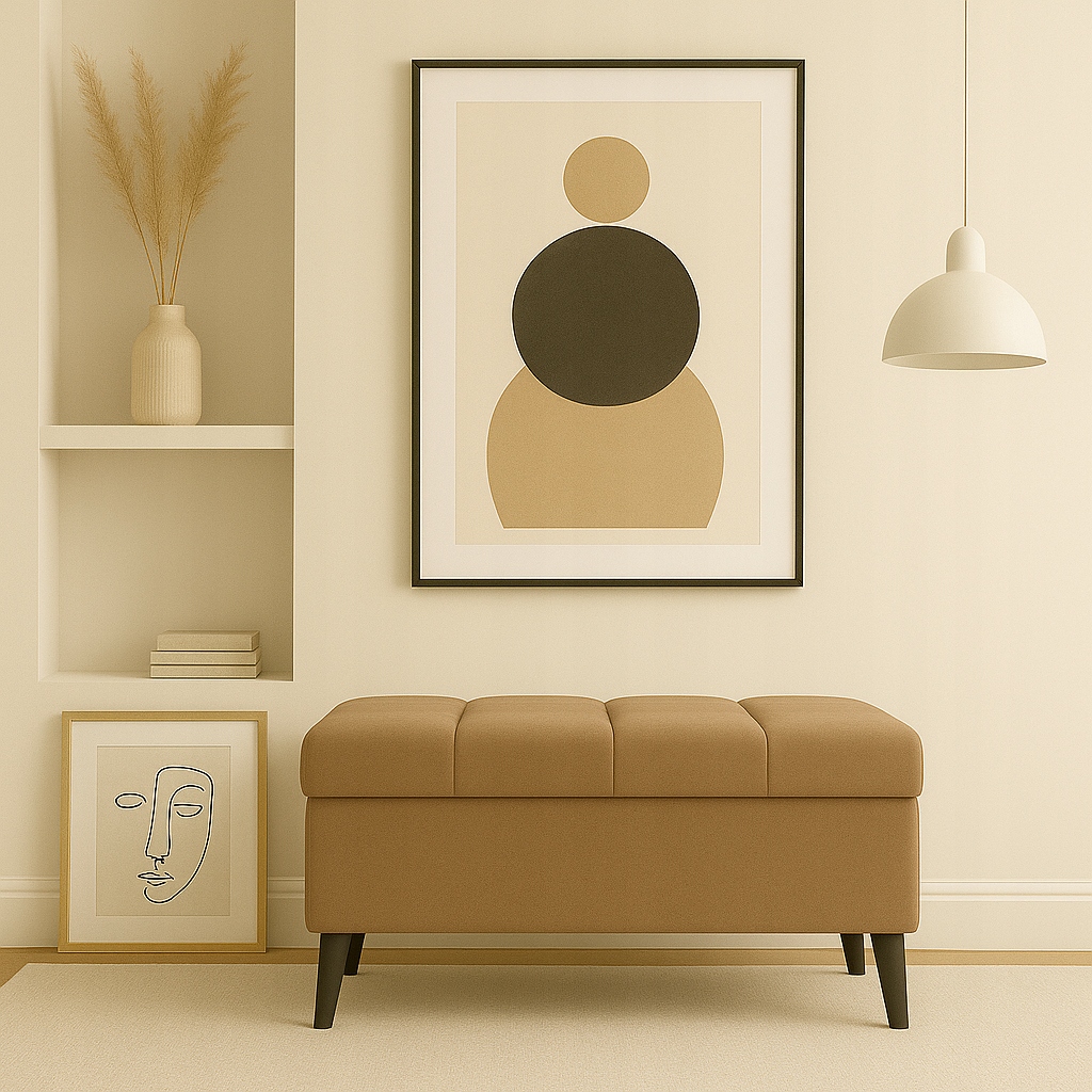 Pufa s úložným priestorom, otváracia taburetka, podnožka, čalúnená lavička 80 cm