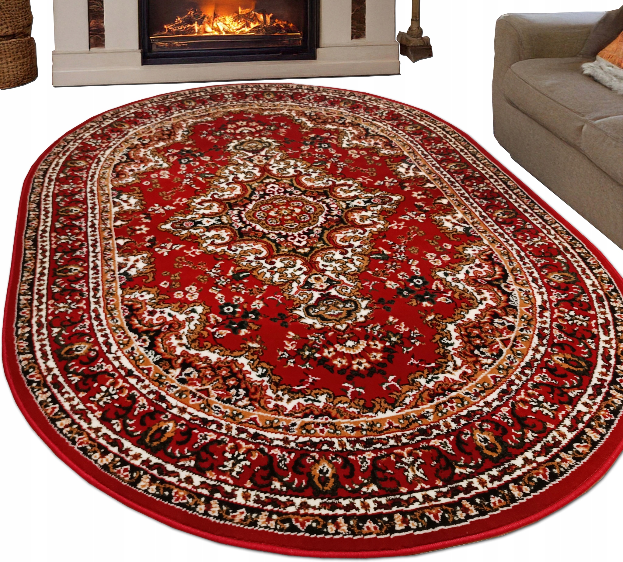 Dywan Owalny 200x300 Klasyczny Alfa Belgijski 1670 Bordo Czerwony do pokoju