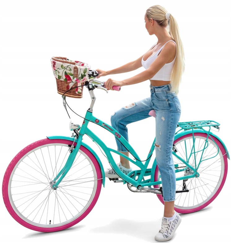 Aluminiowy Lekki Rower Beach Cruiser Damski 28 Shimano 7 biegów niebieski