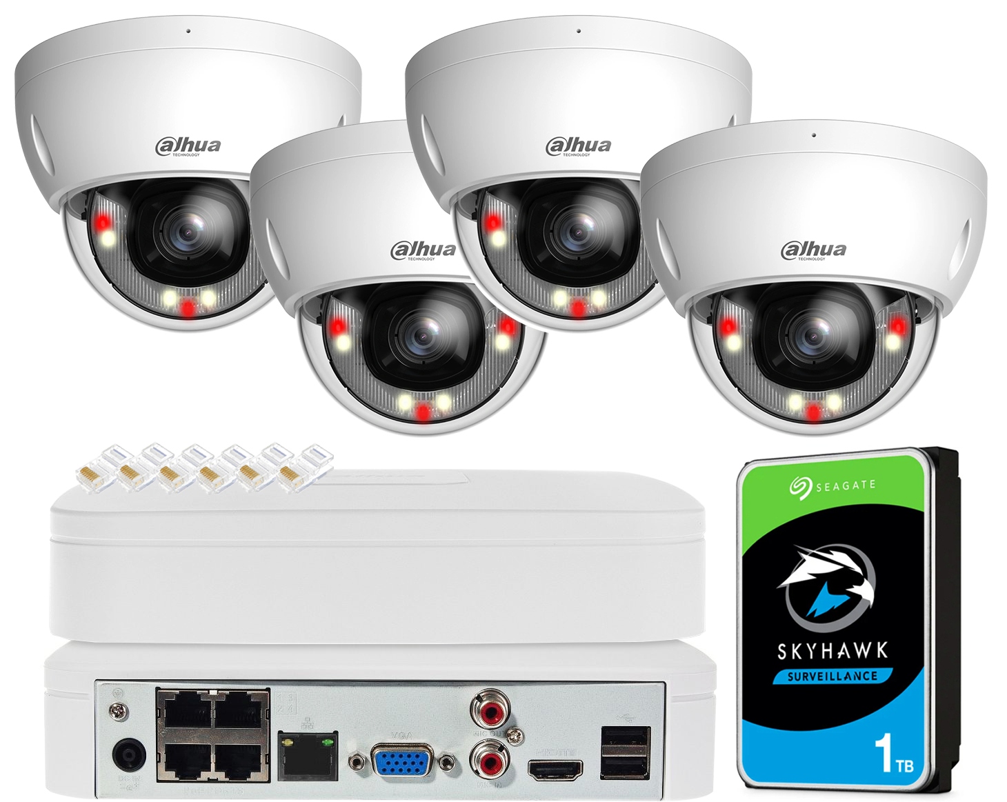 Sada na monitorovanie 4 kamier IPC-HDBW2449E-S-IL 4Mpx Smart Dual Light Ai