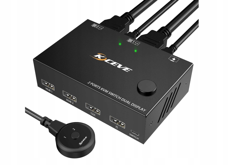 Przełącznik Kceve KC-KVM202 Hdmi Usb – obsługa 2 monitorów 4K