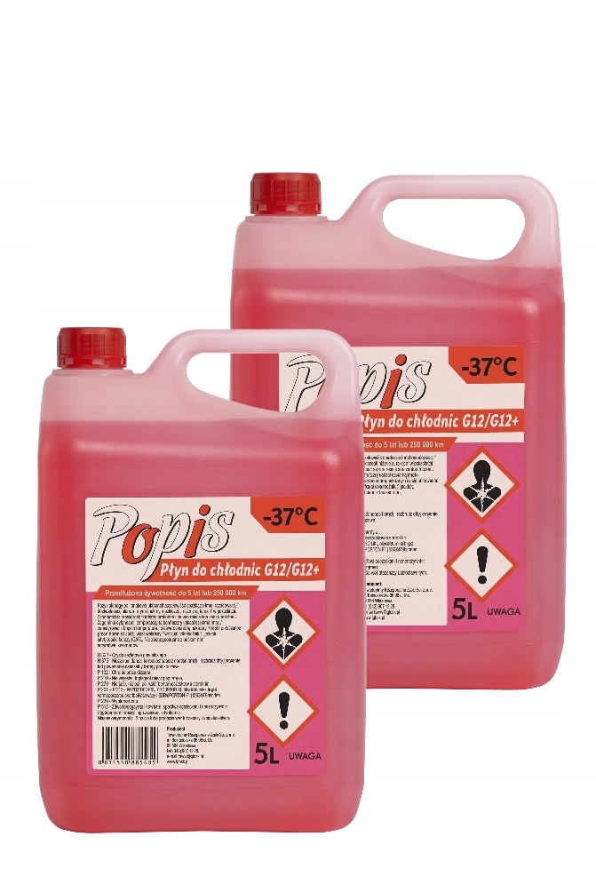 Płyn do chłodnic chłodniczy G12/G12+ -37C różowy czerwony 5L x2 10L