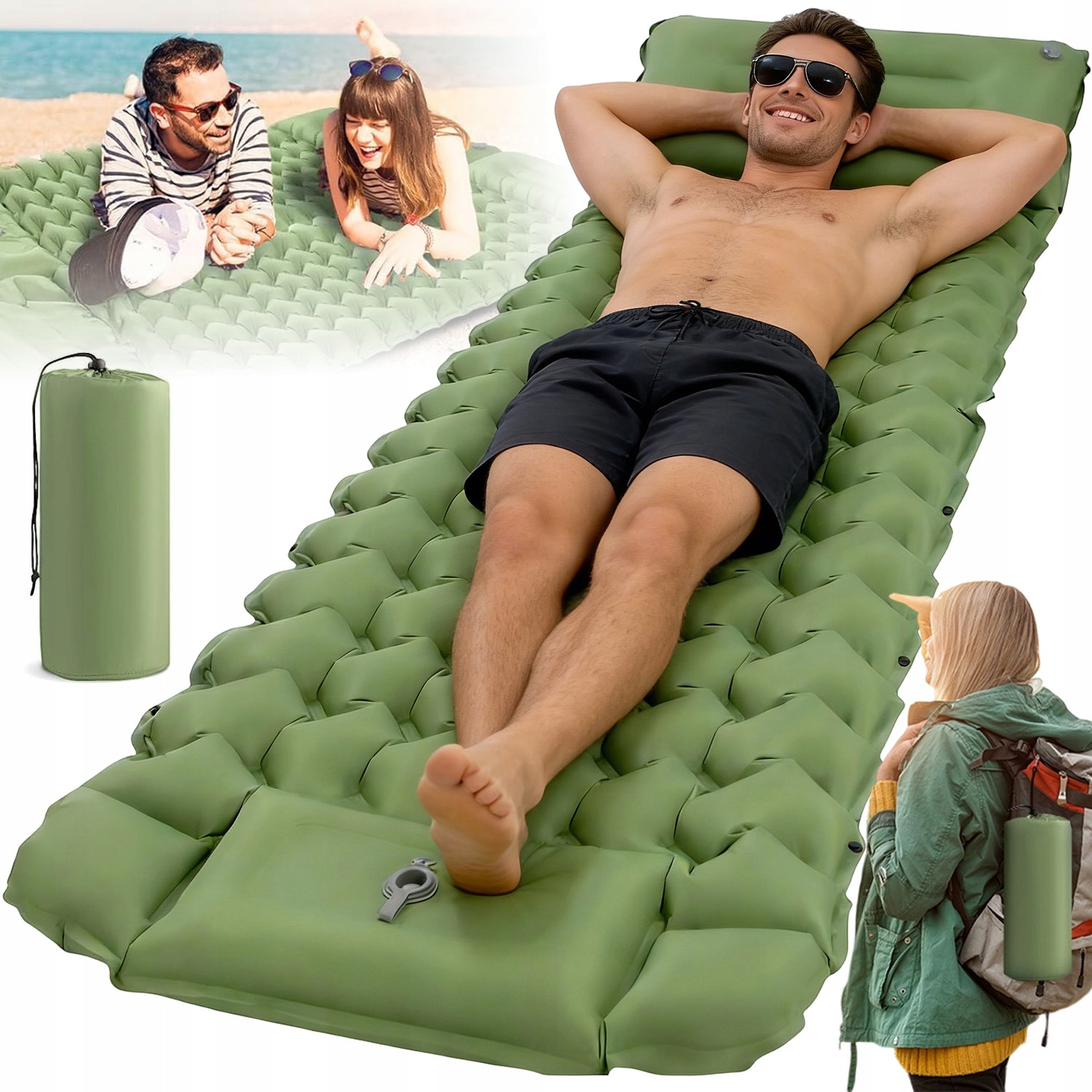 Nafukovací Podložka Na Spaní 200*66 CM S Turistickou Pumpou Na Ryby, Lehká