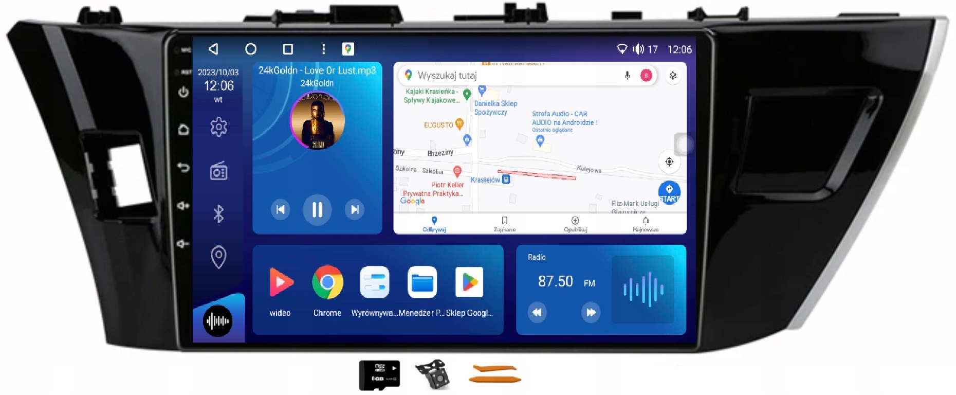 Rádio Android Navigácia Qled Carplay 256GB Lte Toyota Corolla 11 12-16