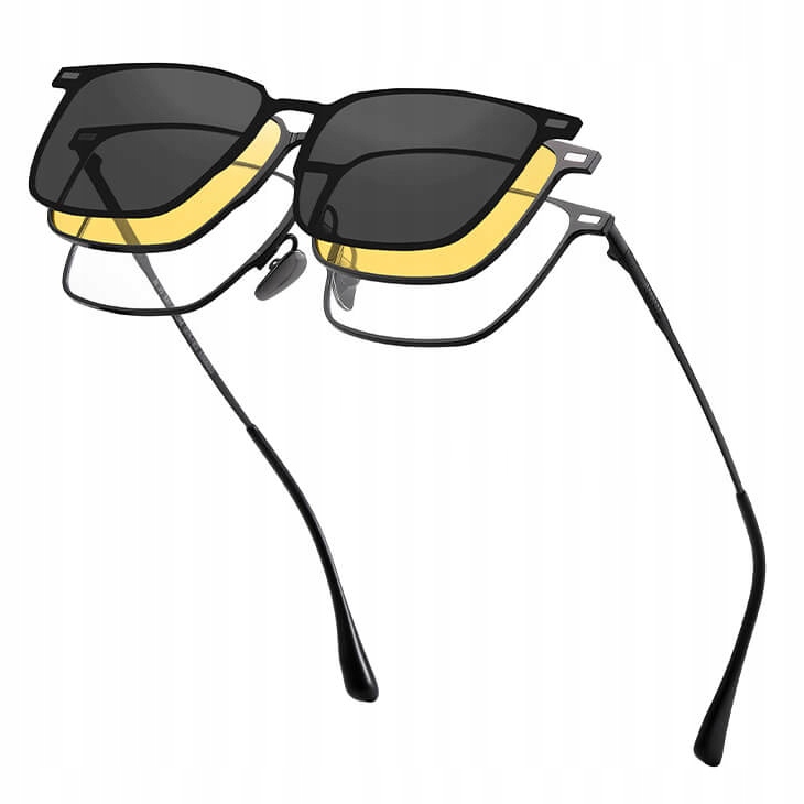 3v1 Mužské okuliare 2 návleky: protislnečné a rozjasňujúce na magnet