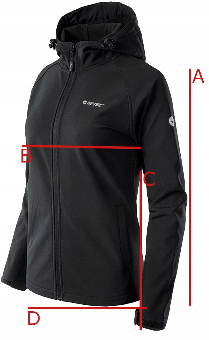 KURTKA PRZEJŚCIOWA DAMSKA PRZECIWDESZCZOWA SOFTSHELL HI-TEC NETI KAPTUR L Długość do bioder
