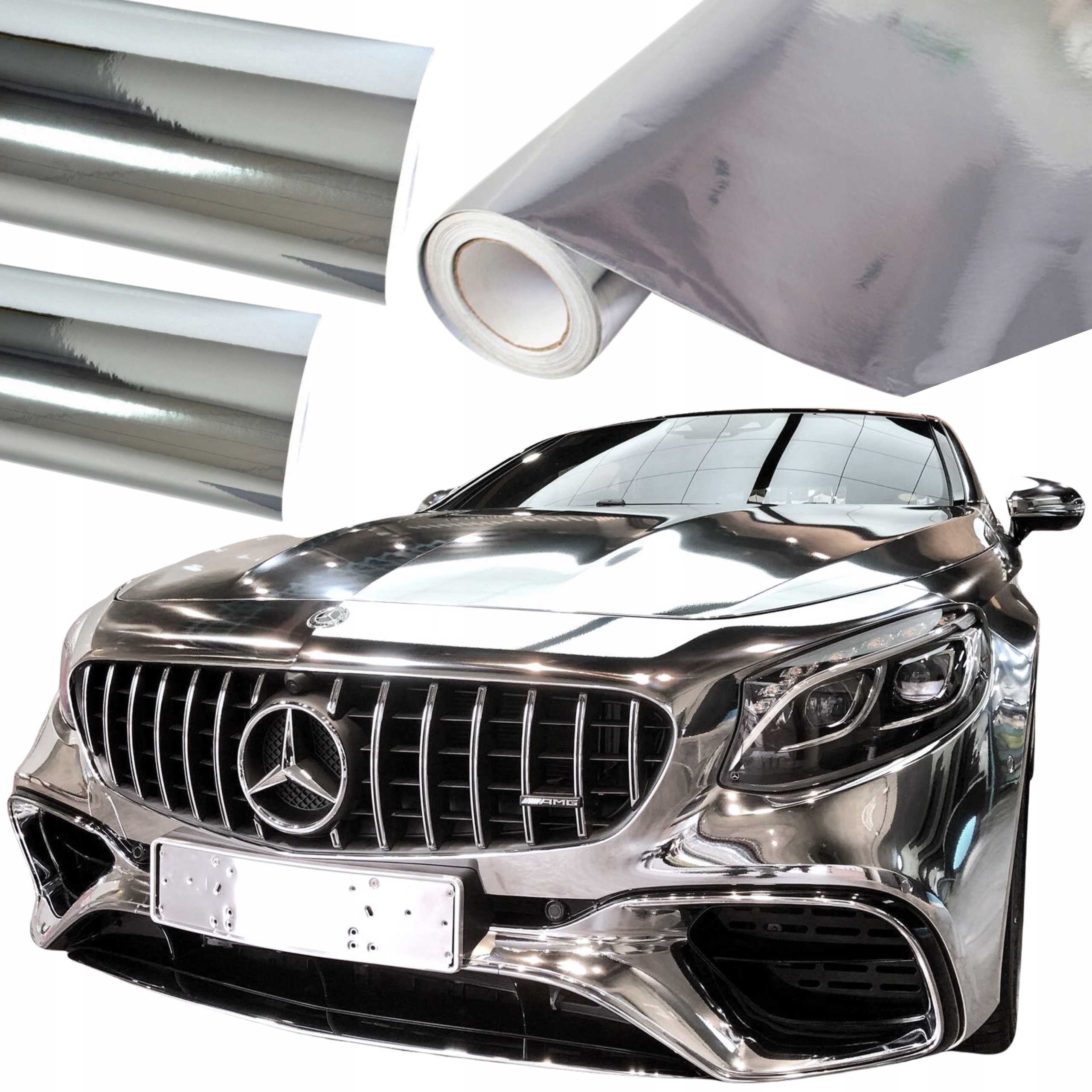 FOLIA OKLEINA LUSTRZANA CHROM SREBRNA 152x10cm