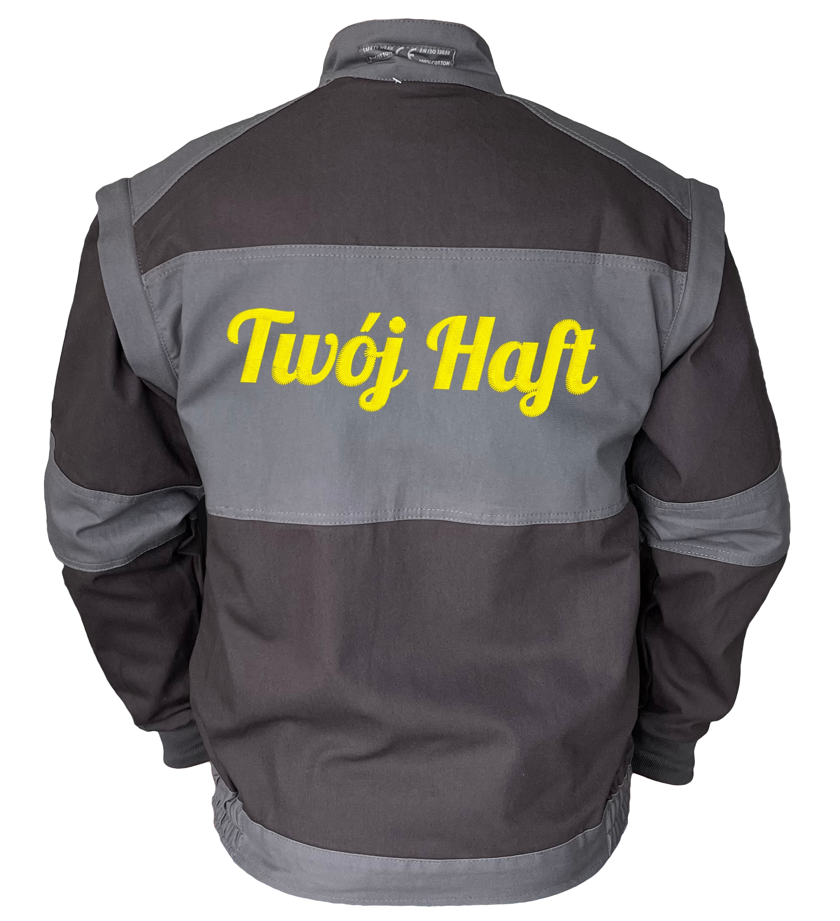 Робоча куртка сіра одяг з вишивкою, логотипом