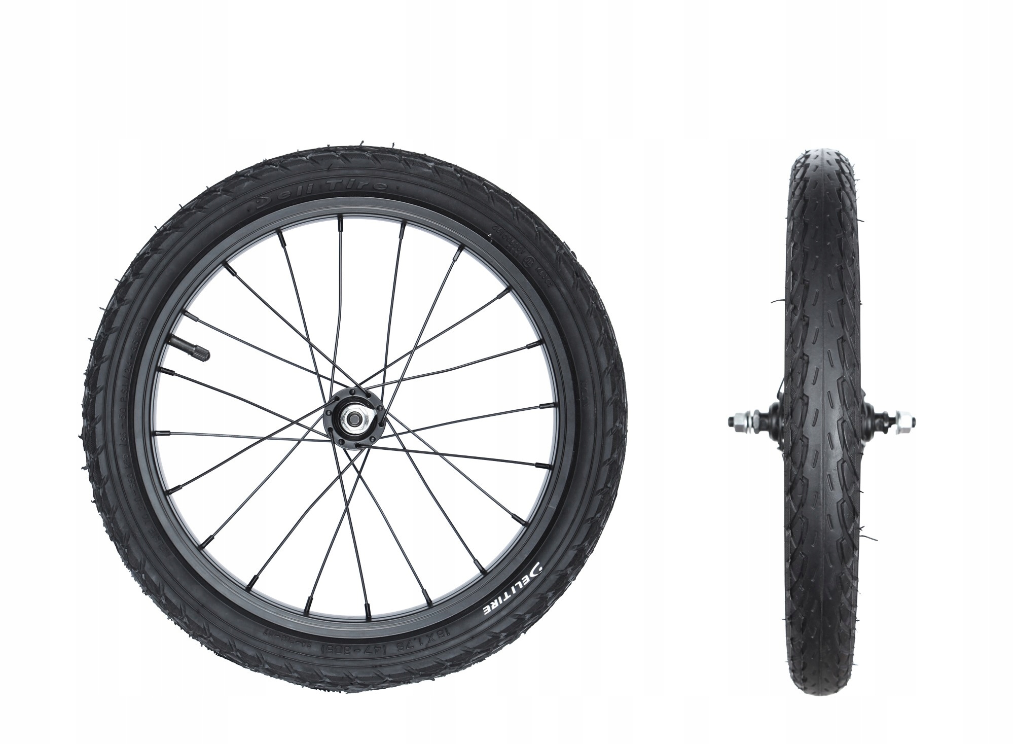 Kolo 16 přední-zadní Černé kompletní pneumatika Deli Tire ráfek Alu kolo, kočárek