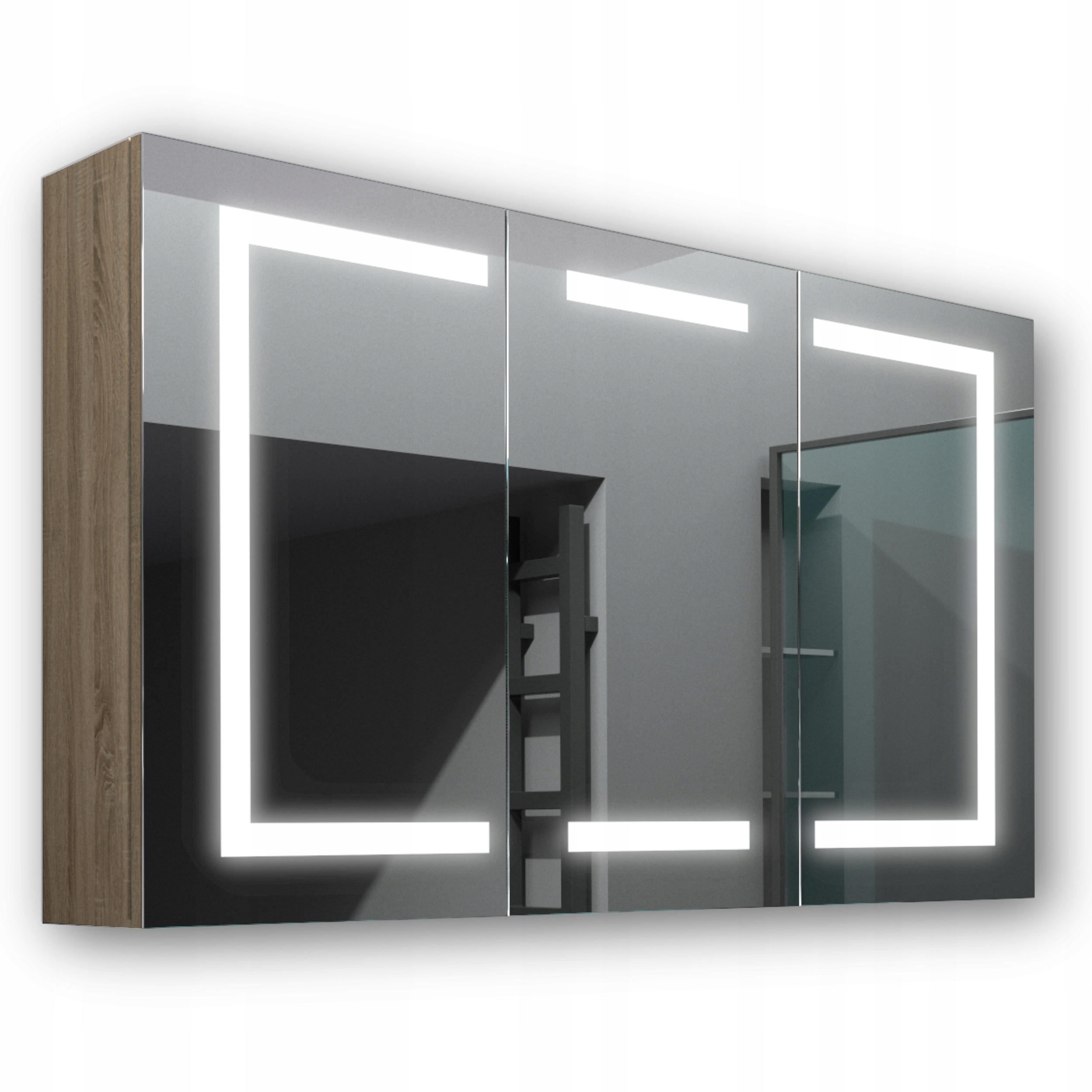 Drevená skrinka 120x70 Led zrkadlo Zeus Sonoma