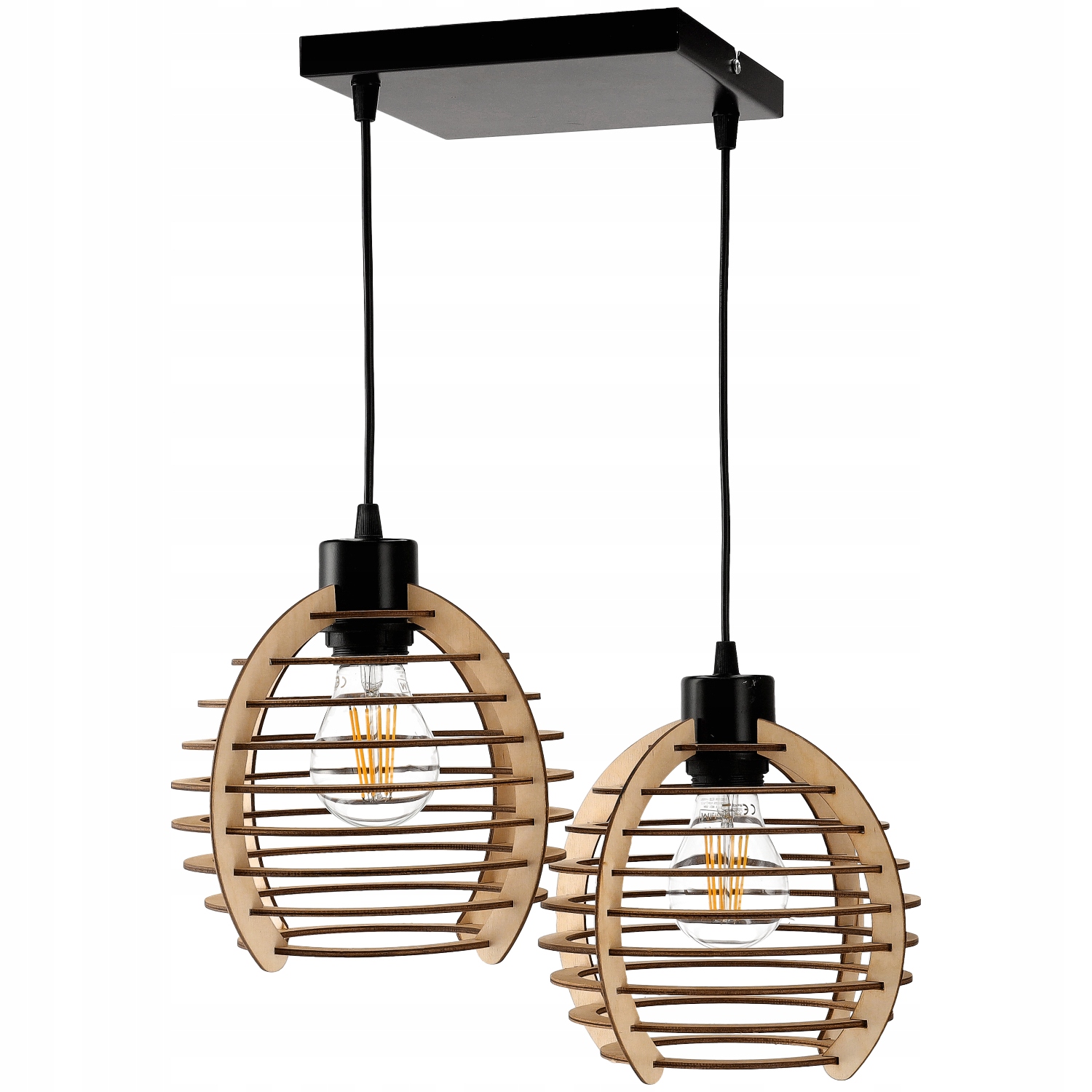 Závěsná lustrová lampa s závěsným stropním stínidlem, dřevo