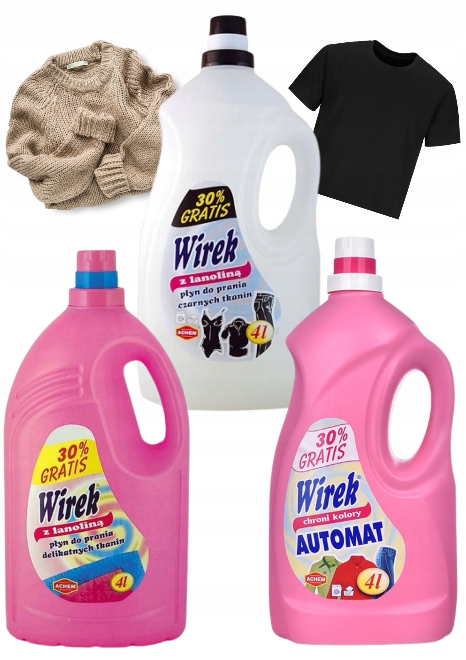 Levně Wirek Tekutý prací prostředek 4L MIX 3 ks Účinný
