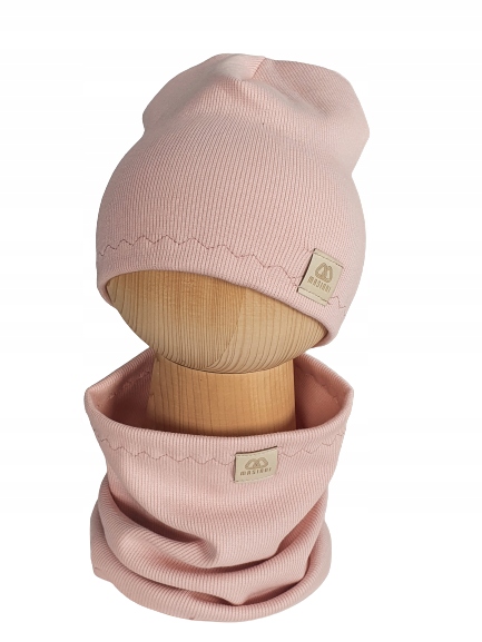 

Komplet Czapka i Komin Prążek Nude 52cm-55cm