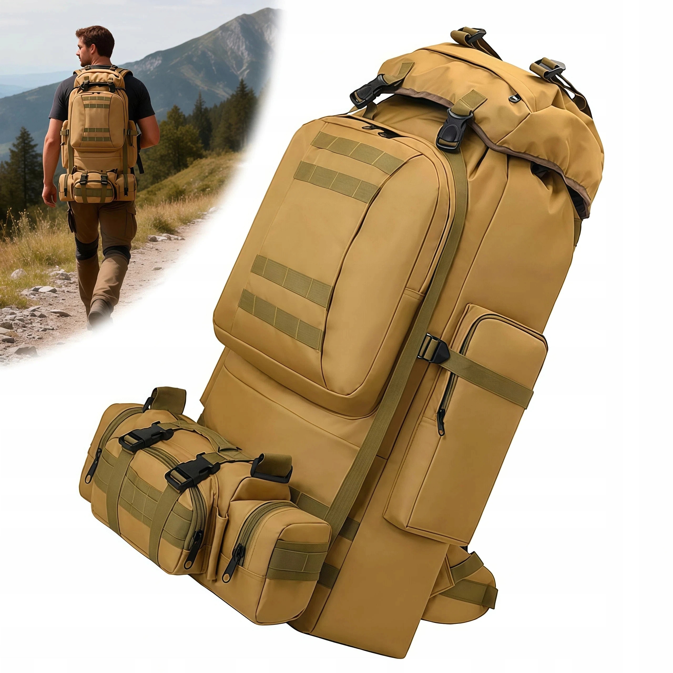 Plecak Turystyczny 100L Duży Wodoodporny Do Podróży I Kempingu Z Wytrzymałą