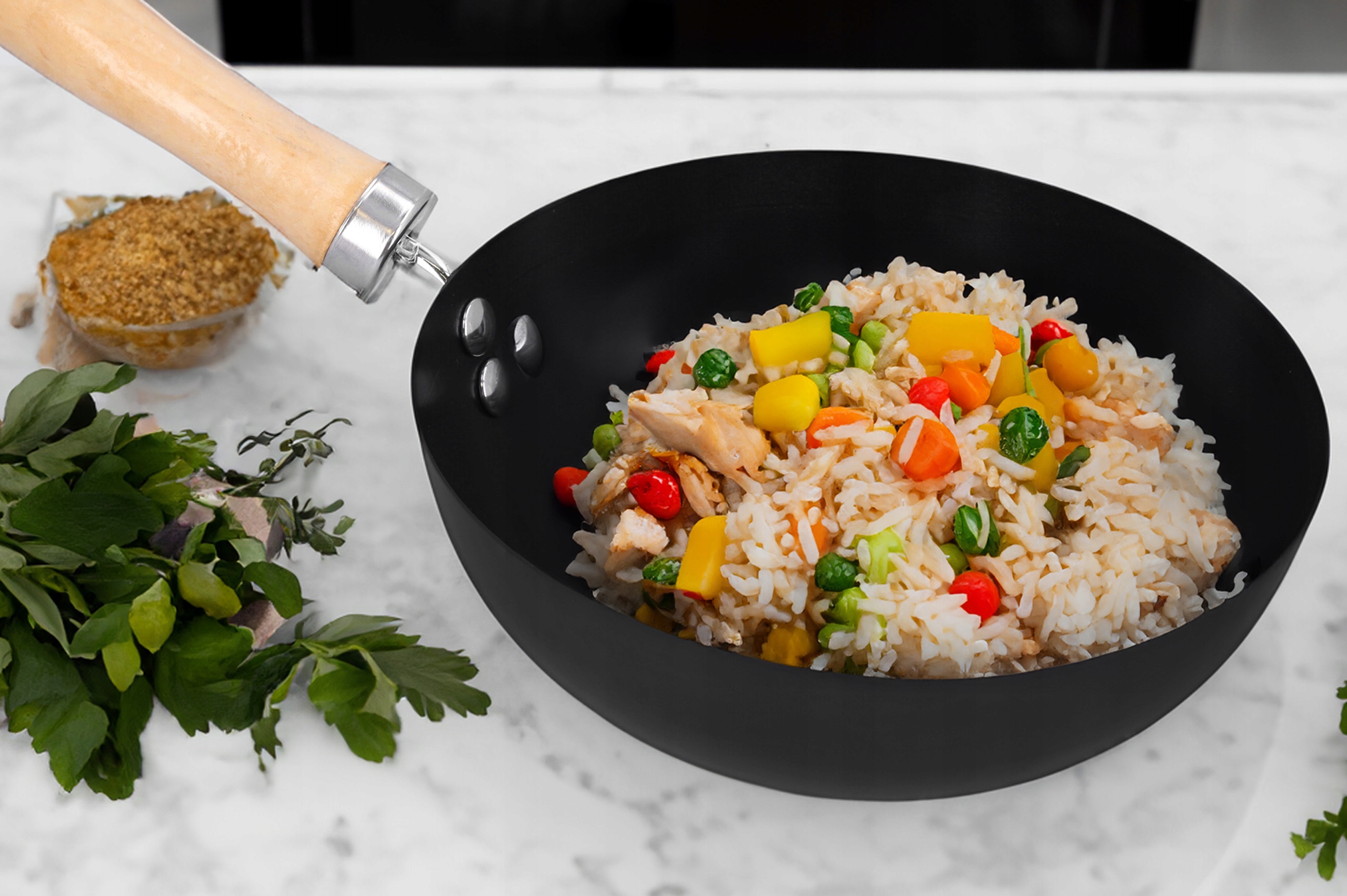 PATELNIA WOK wok ze stali węglowej do dań azjatyckich głęboki chińskie Stan opakowania oryginalne