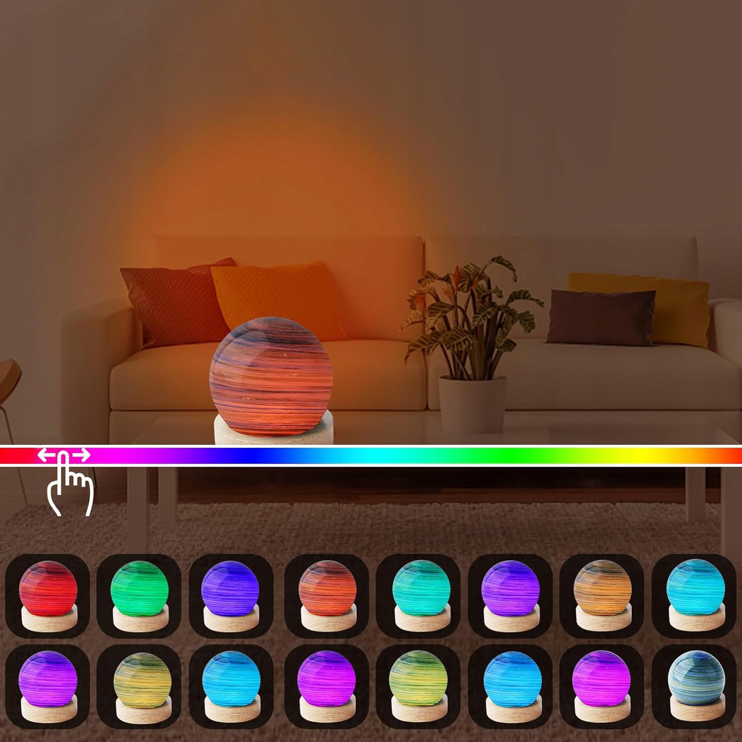 Lampka Nocna Dla Dzieci 16 Kol USB - Planet +Pilot Marka bez marki