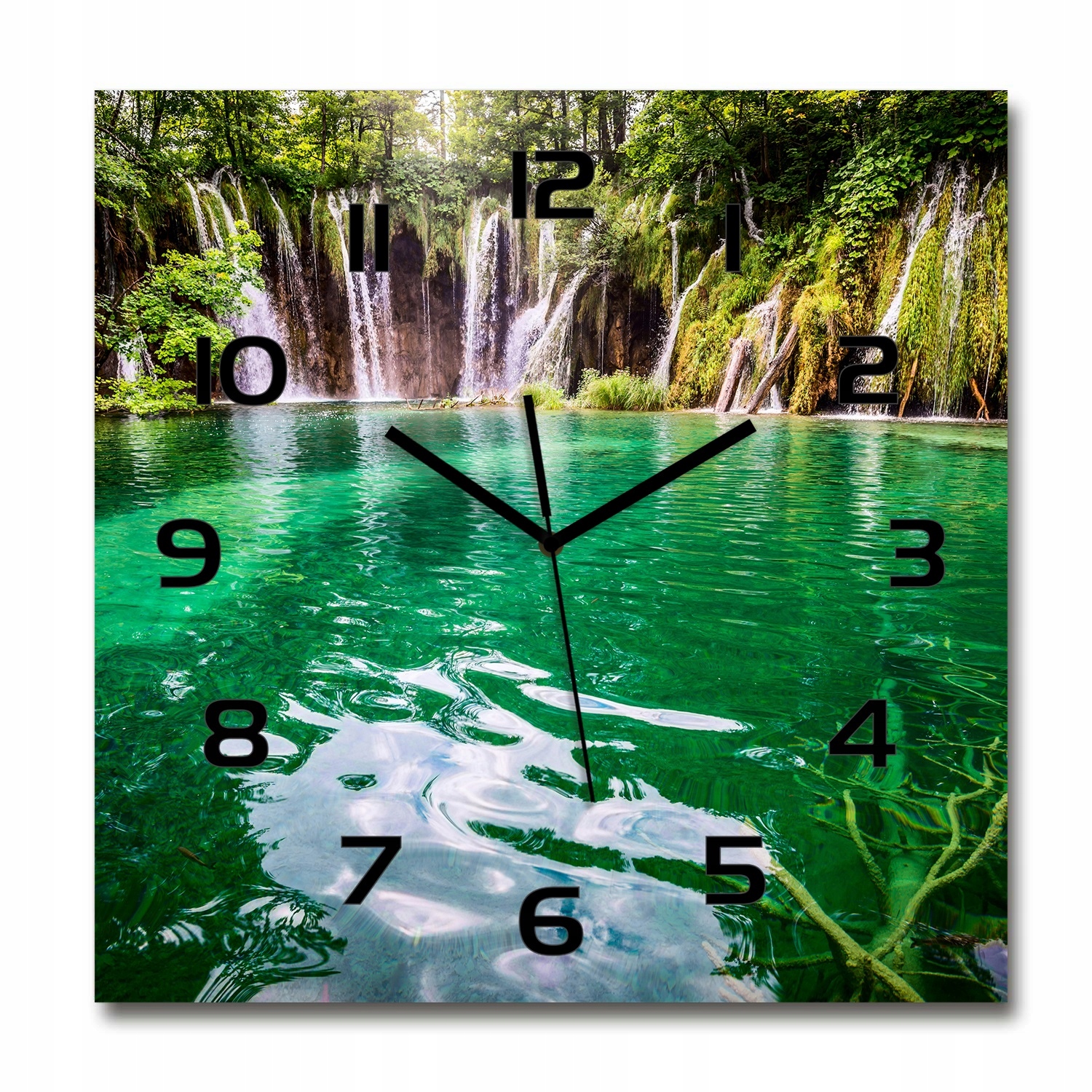 

Wiszący szklany zegar Jezioro Plitwickie 60x60 cm