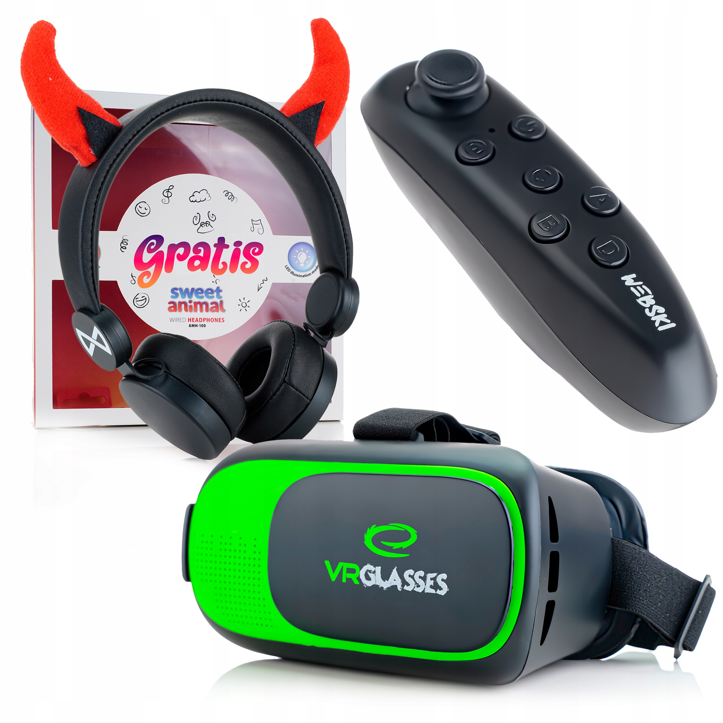 GOGLE OKULARY 3D VR DO TELEFONU Z KONTROLEREM BT