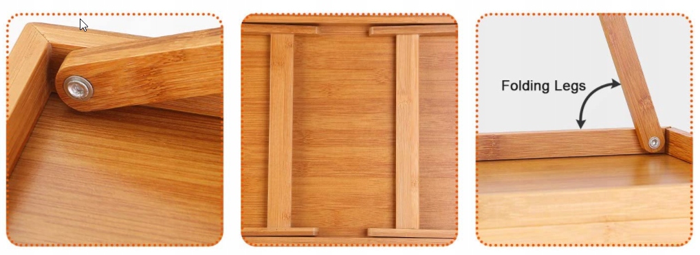 STOLIK ŚNIADANIOWY BAMBUSOWY TACA DO ŁOŻKA LAPTOPA Kolor naturalny